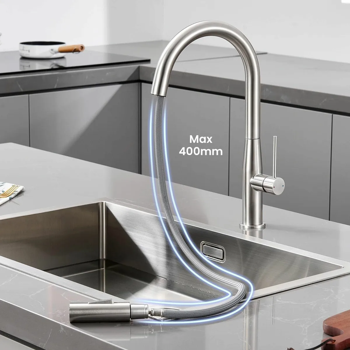 Kitchen Tap Mixer Pull-Out Sprayer 2 Modes Spray 3 - Image 2