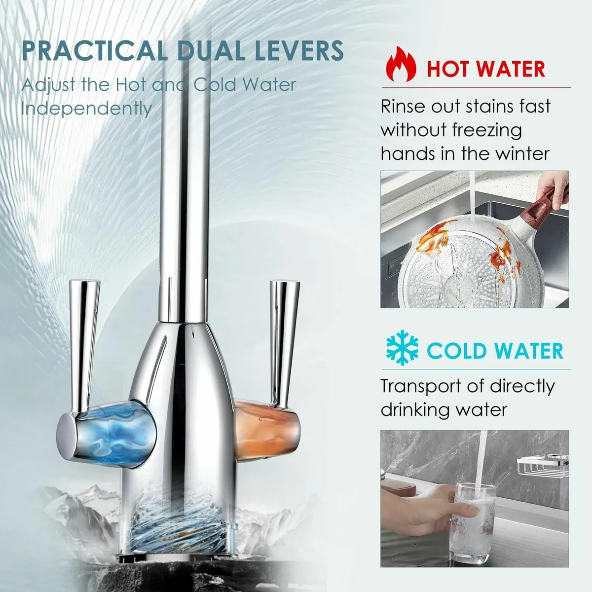 Kitchen Sink Mixer Tap Monobloc Two Handles 360 Sw - Image 4