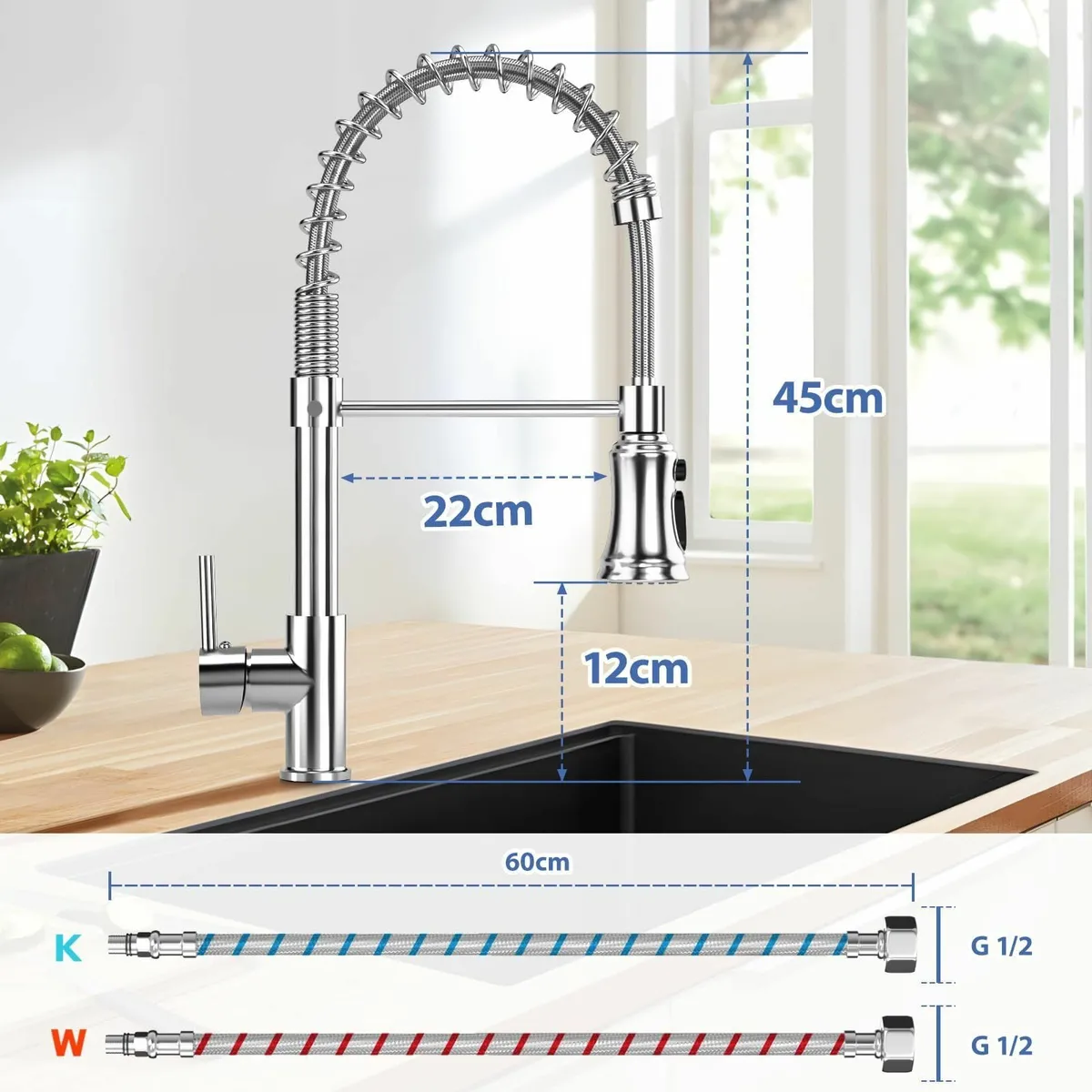 Pull Out Kitchen Tap: 360° Swivel 3 Spray Modes Mi - Image 2