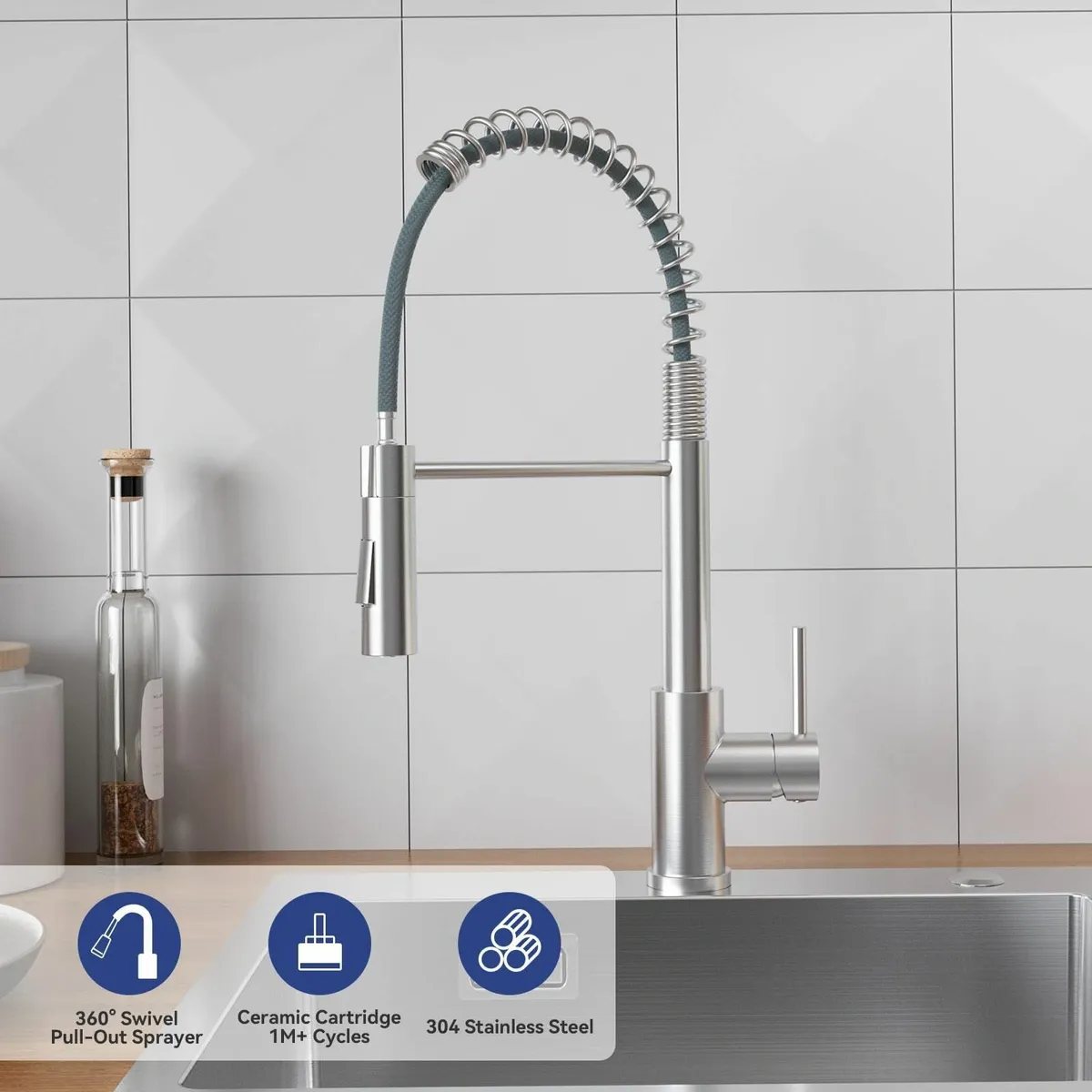 Kitchen Tap Pull-Out Sprayer Sink 2 Modes Spray 36 - Image 3
