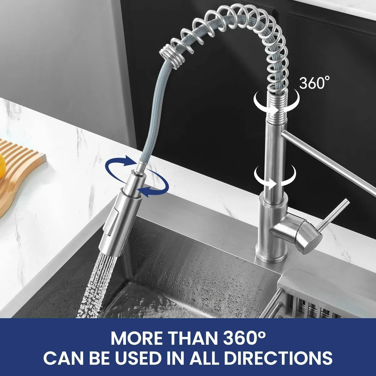 Kitchen Tap Pull-Out Sprayer Sink 2 Modes Spray 36 - Image 4