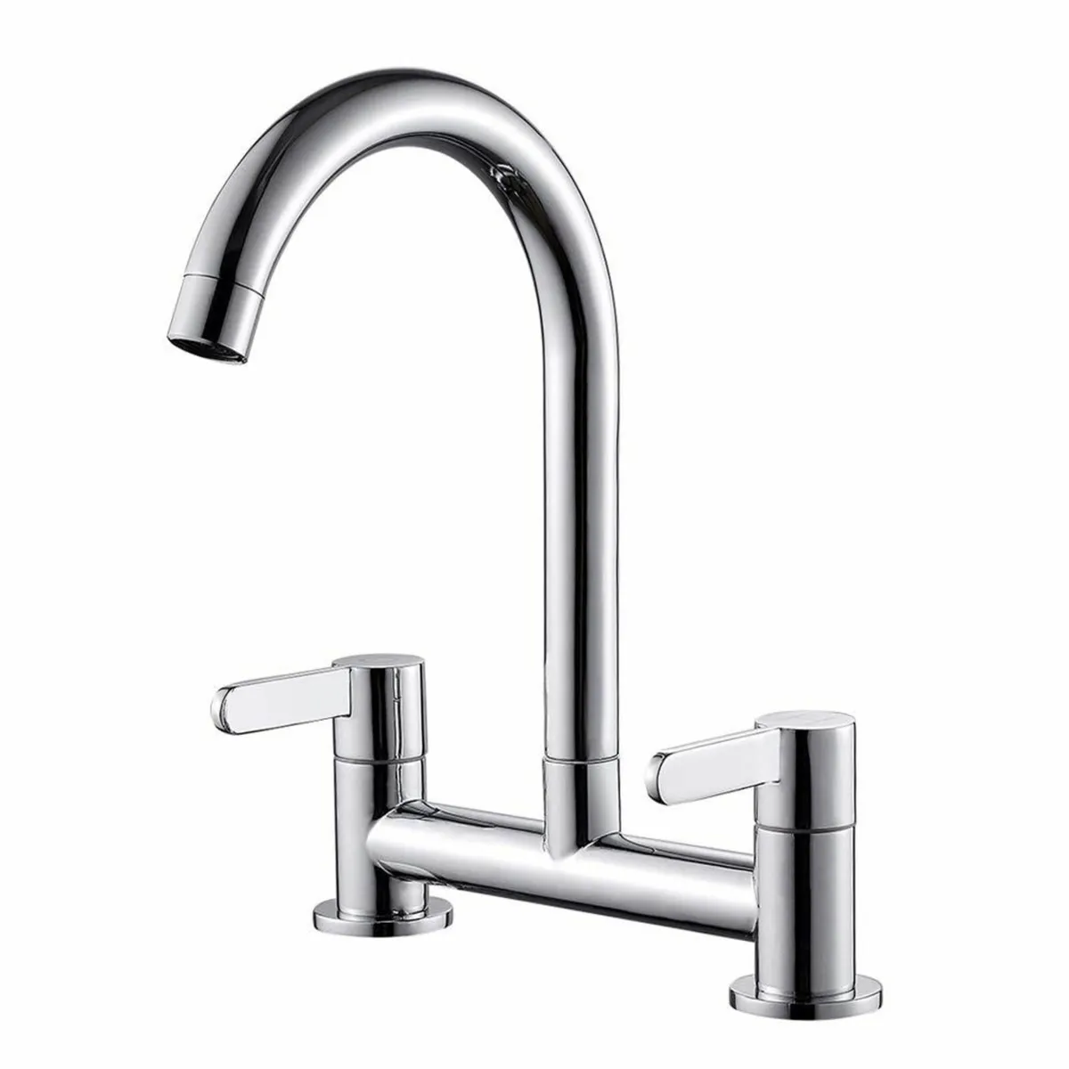 Kitchen Sink Mixer Taps 2 Hole Faucet 360° Swivel - Image 1