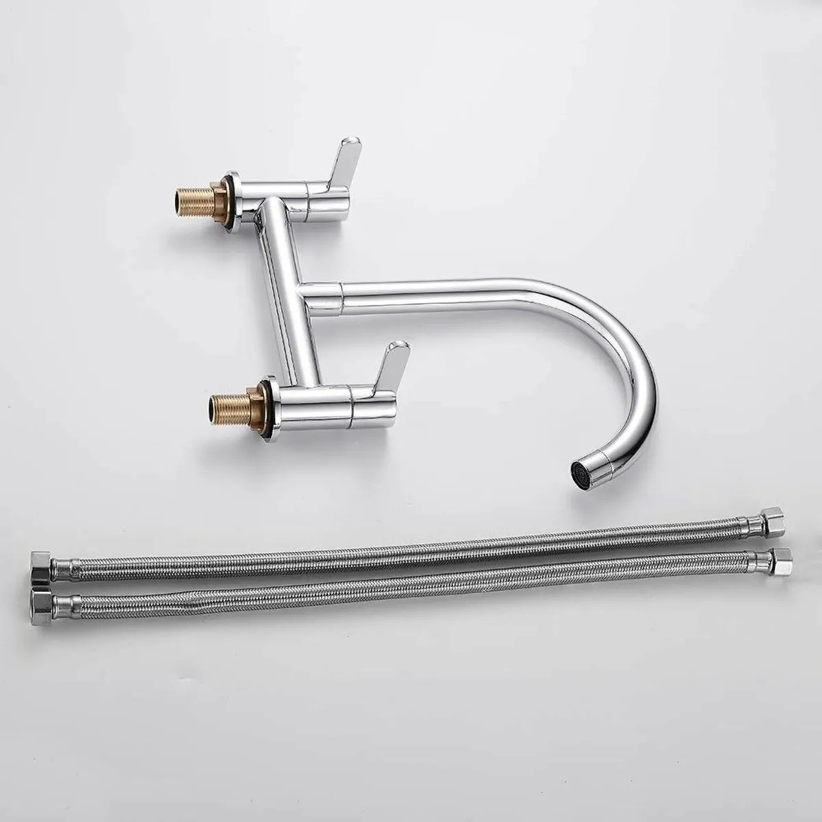 Kitchen Sink Mixer Taps 2 Hole Faucet 360° Swivel - Image 4