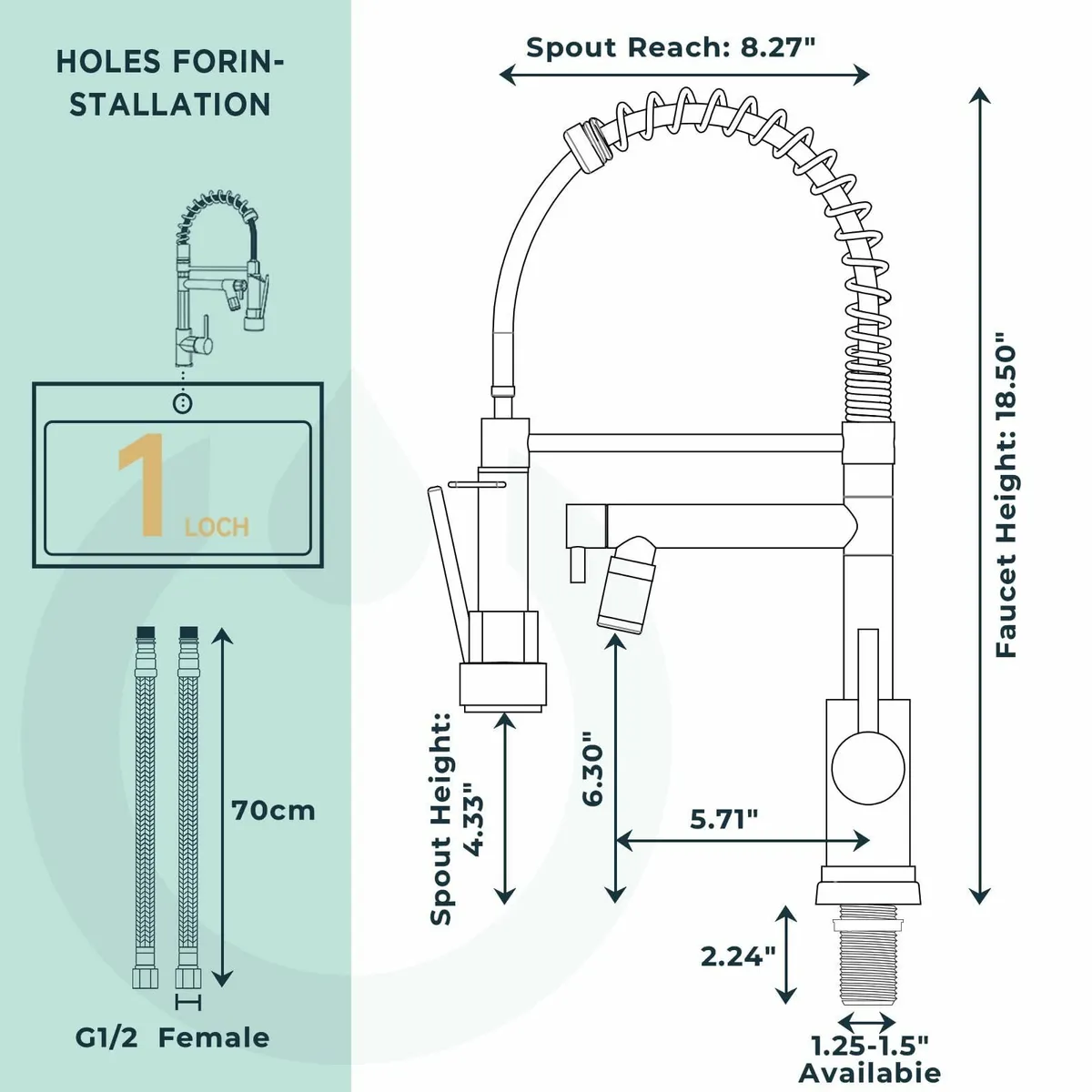 Kitchen Tap Mixer Taps Two Spouts Commercial Sprin - Image 3