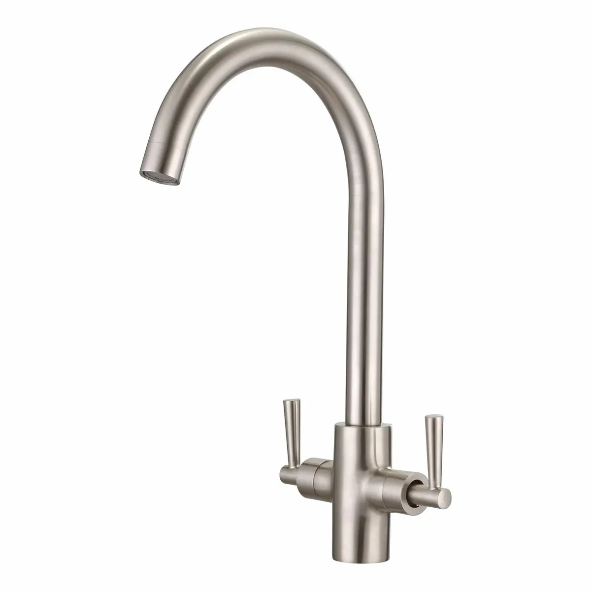 Brushed Nickel Kitchen Tap Monobloc Dual Lever Mix - Image 1