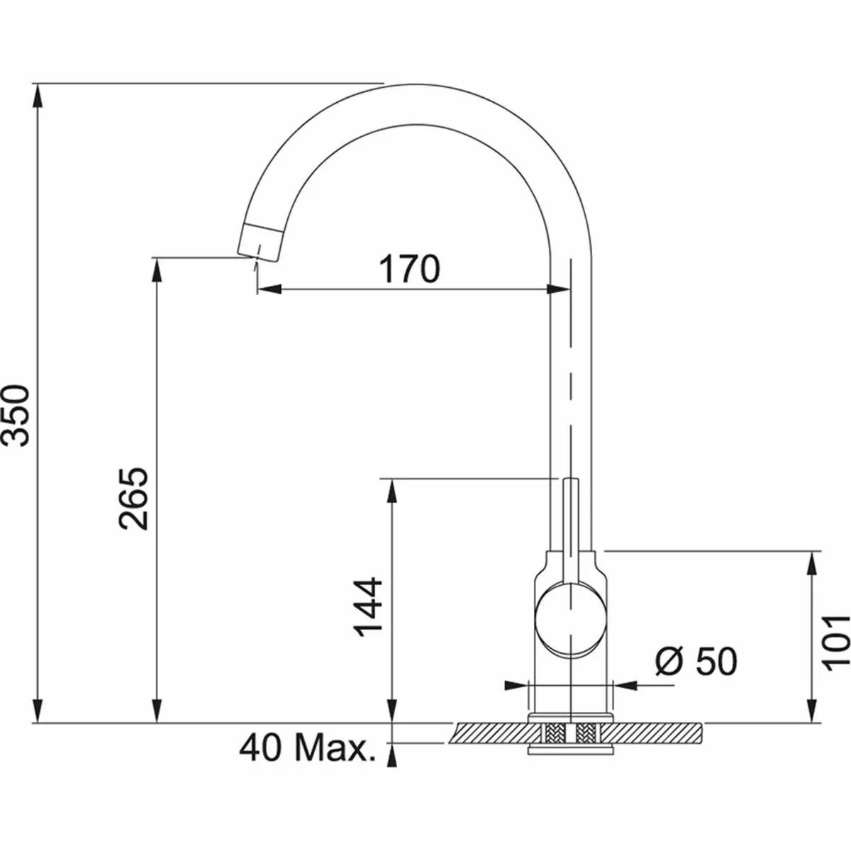 High Pressure Kitchen tap Fixed spout Made of Frag - Image 2