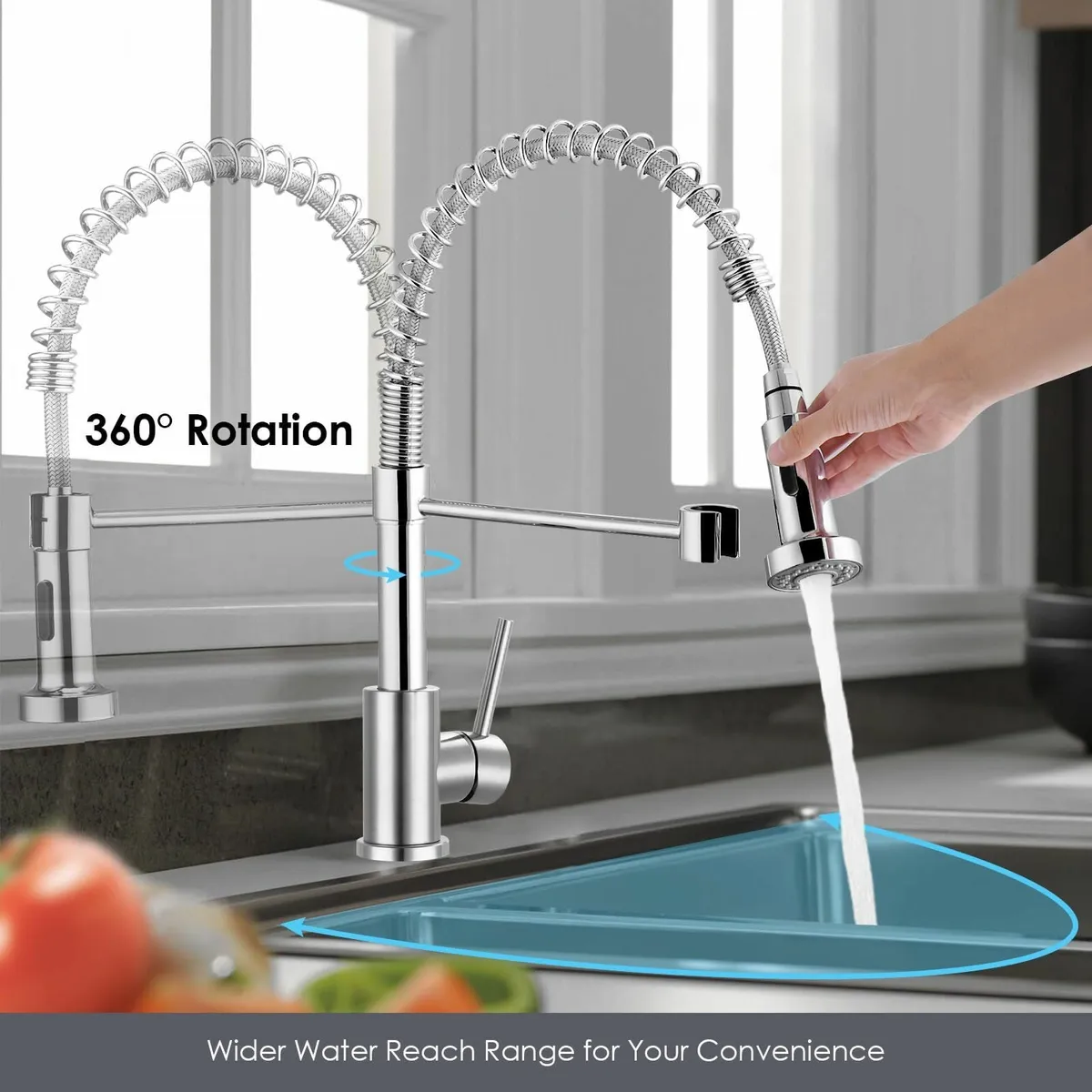 Kitchen Taps Pull Out Spray Chrome Mixer 1 Hole Co - Image 4