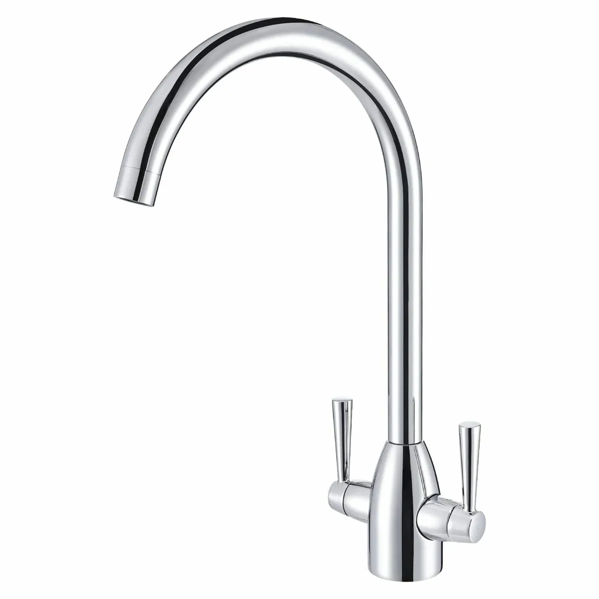 Kitchen Tap Dual Lever Mixer Taps Polished Chrome - Image 1