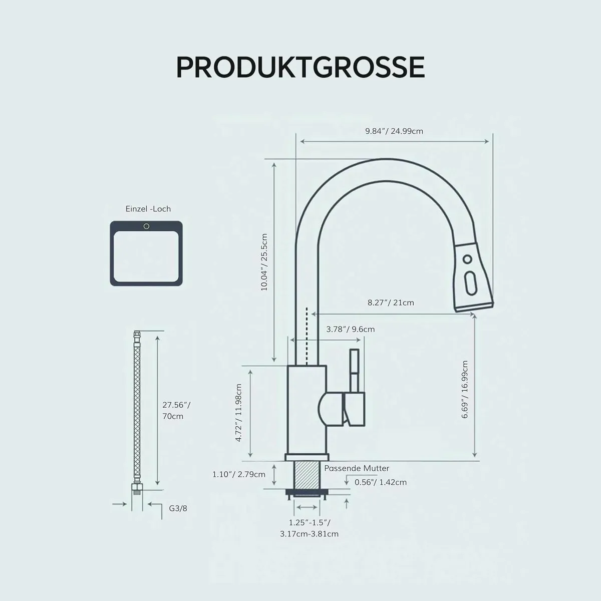 Brushed Stainless Kitchen Tap 360° Swivel Sink Tap - Image 2