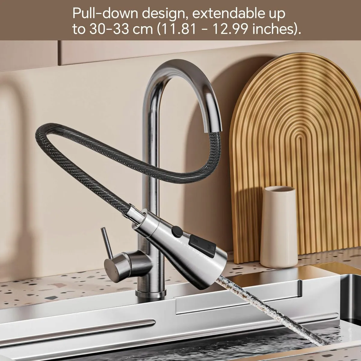 Brushed Stainless Kitchen Tap 360° Swivel Sink Tap - Image 4