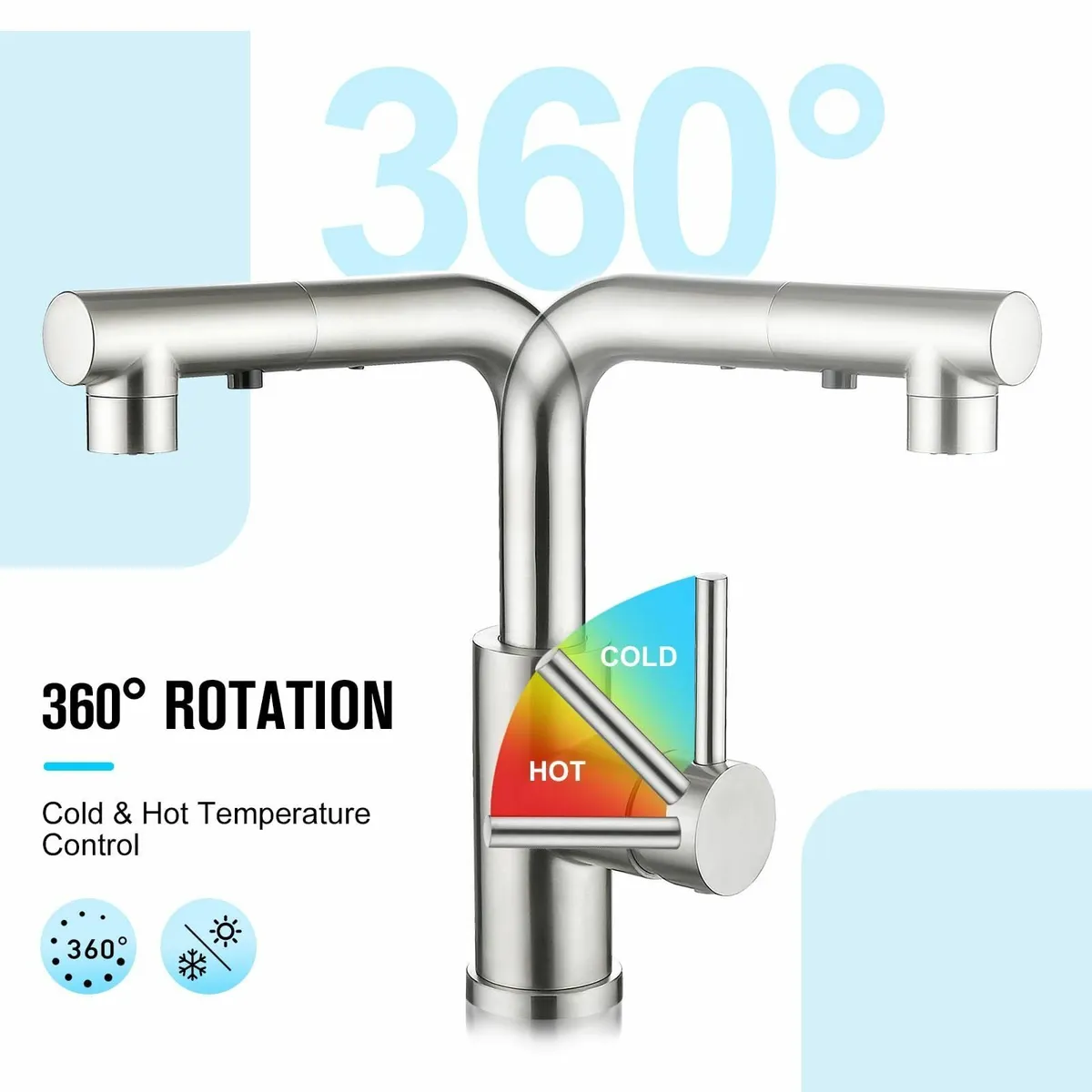 Kitchen Tap 3 Function Sprayer Pull Out Mixer 360° - Image 2