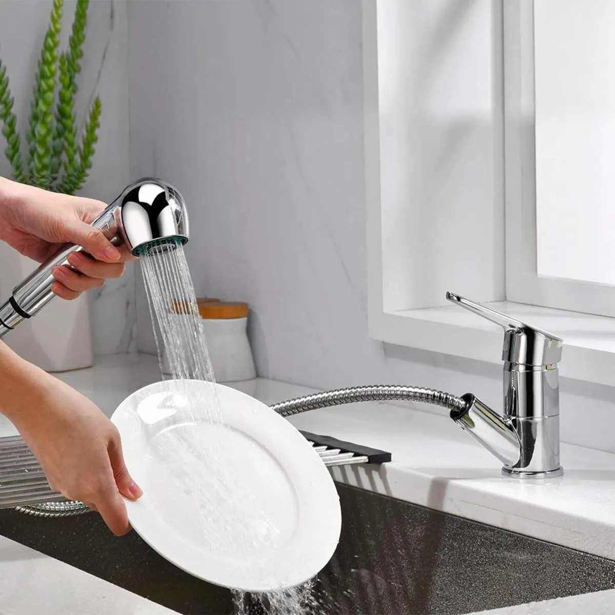 Roma - Kitchen Sink Mixer taps Pull Out Spray Head - Image 2