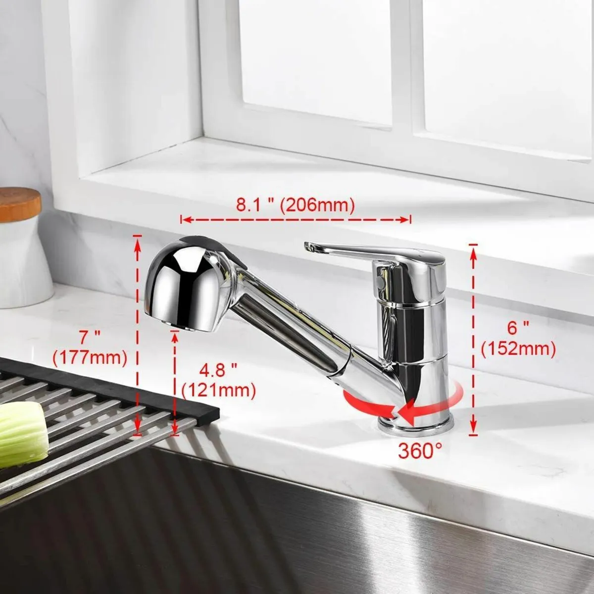 Roma - Kitchen Sink Mixer taps Pull Out Spray Head - Image 3