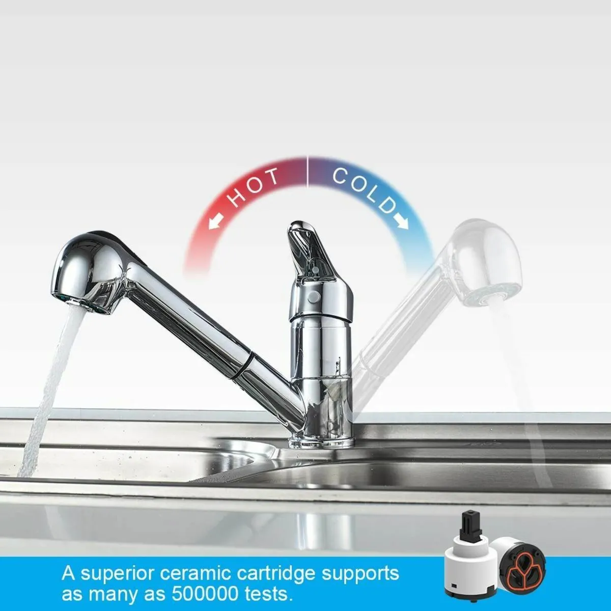 Roma - Kitchen Sink Mixer taps Pull Out Spray Head - Image 4