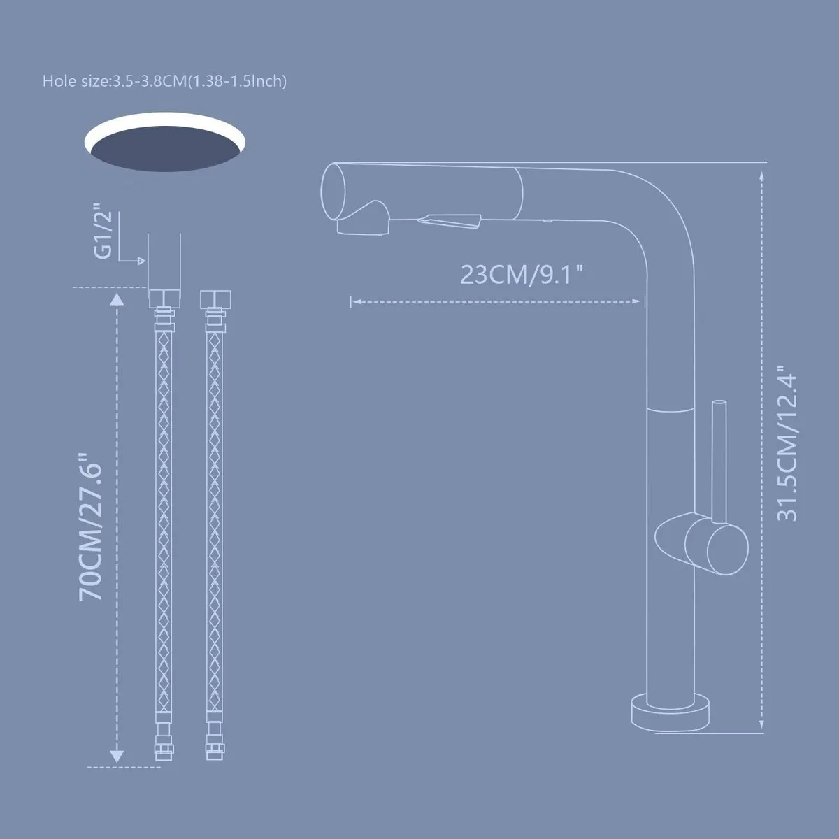 YardMoent Kitchen Tap Taps Mixer Pull Out Spray Si - Image 2