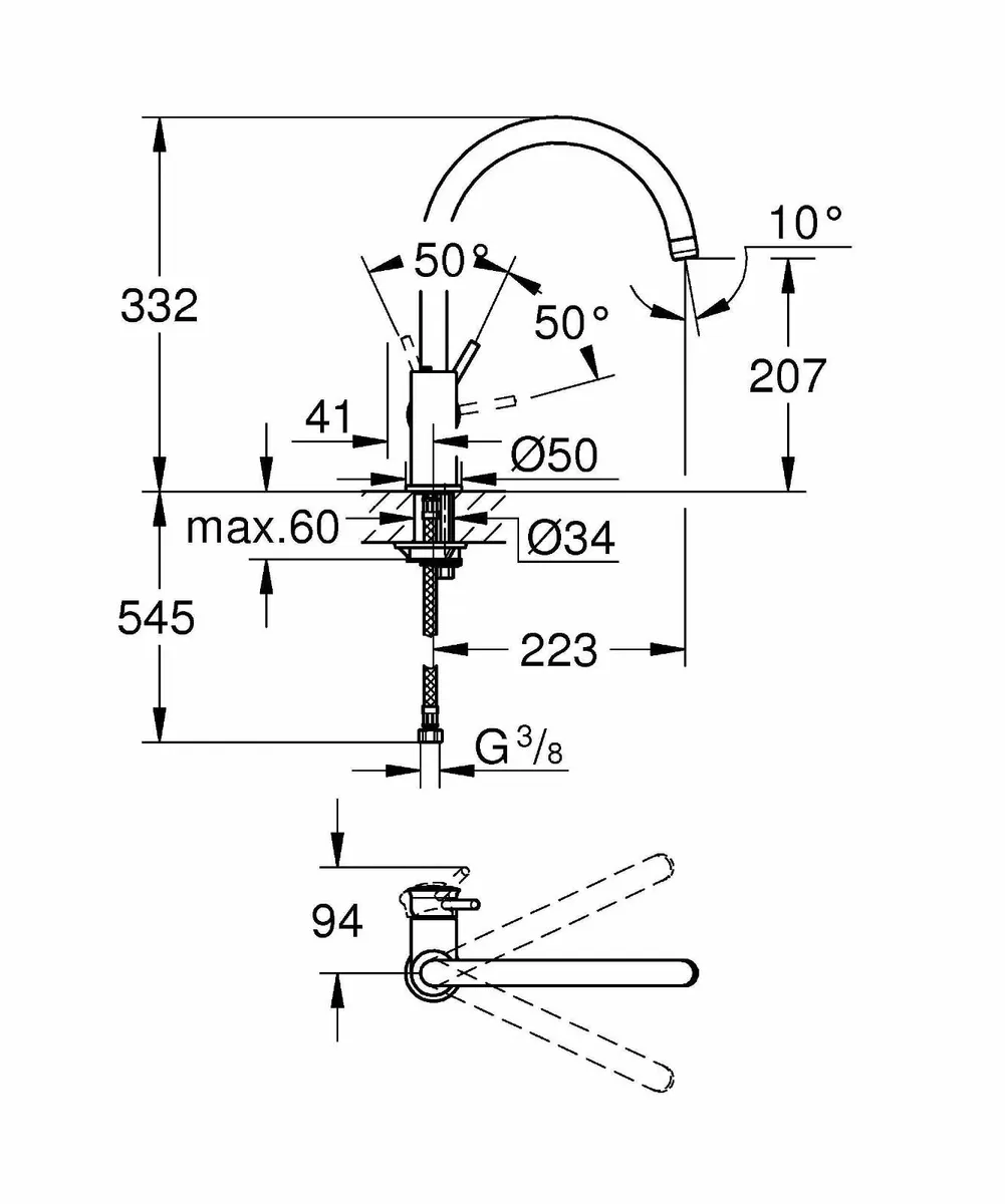 Start – Single Lever Kitchen Mixer Tap (High C-Spo - Image 3