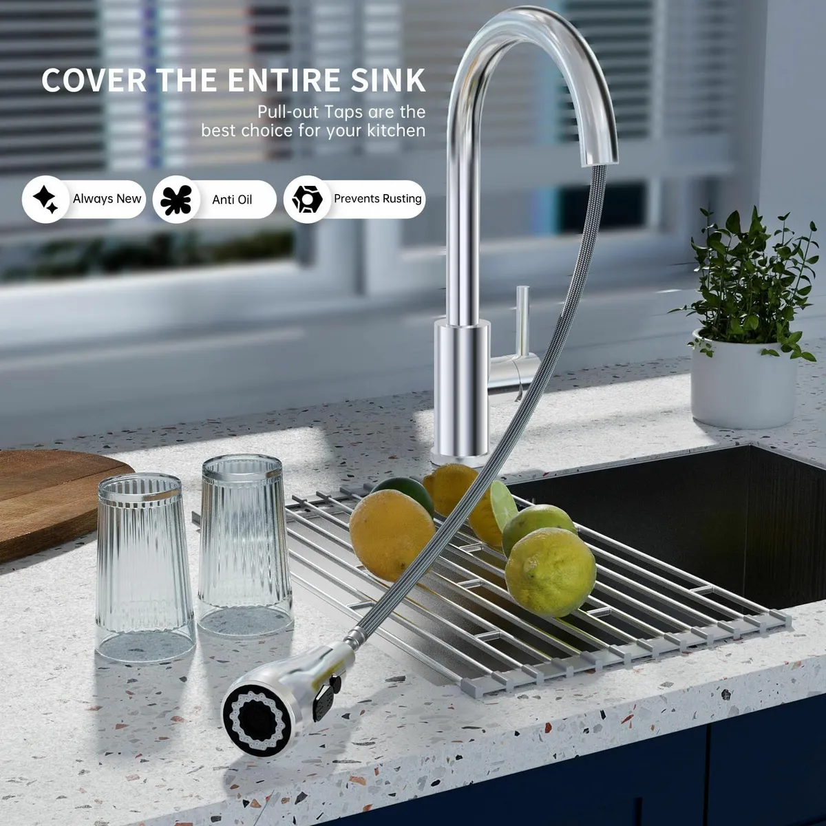 Kitchen Tap Sink Mixer Pull Out Sprayer 360° Swive - Image 4