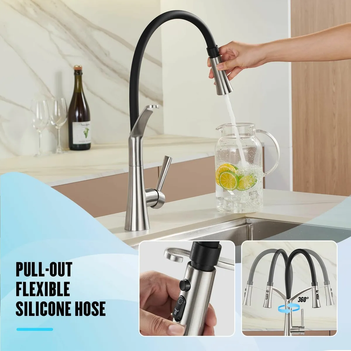 Kitchen Tap Pull Down Dual Function Sprayer 360° S - Image 3