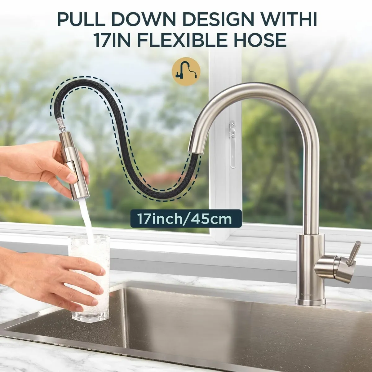 Kitchen Tap Sink Taps Mixer Pull Down Spray High A - Image 3