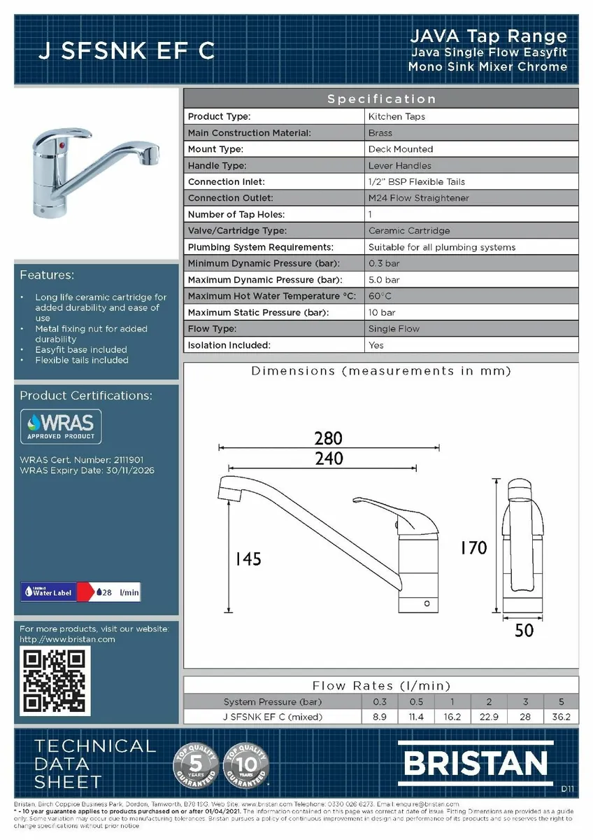 J SFSNK EF C Java Single Flow Easyfit Kitchen Sink - Image 2