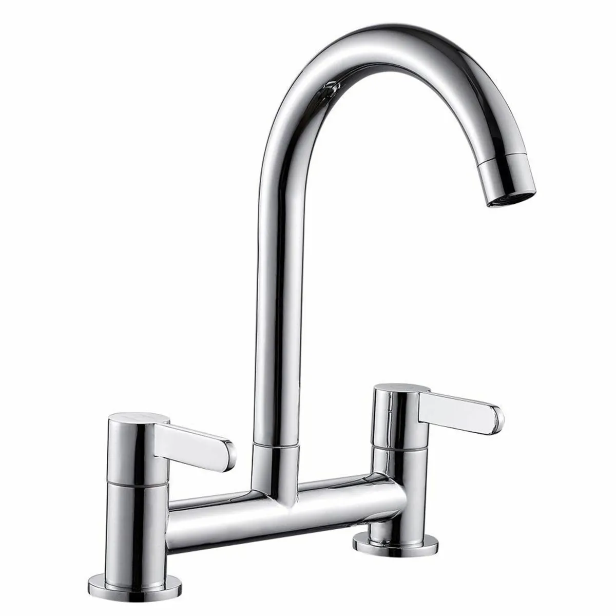 Kitchen Sink Mixer Taps Hot Cold Dual Lever Monobl - Image 1