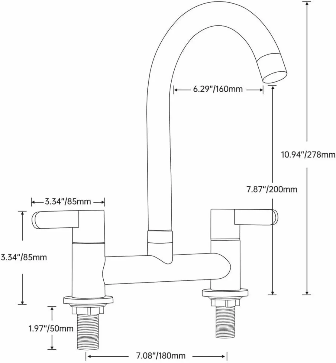 Kitchen Sink Mixer Taps Hot Cold Dual Lever Monobl - Image 2