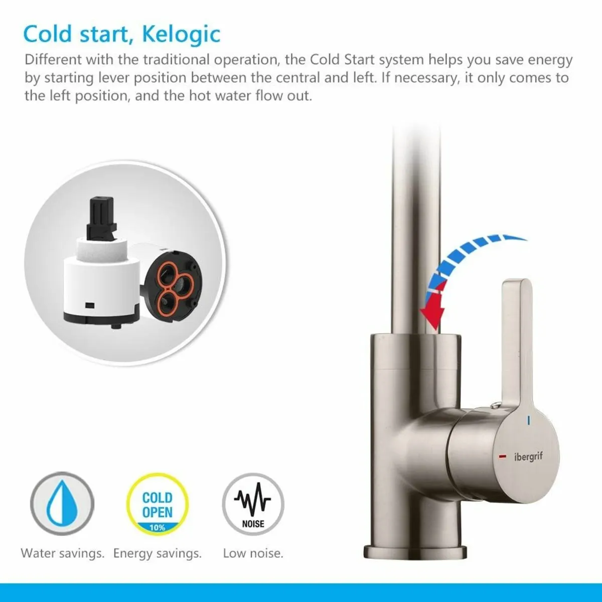 M22105W Kitchen Tap Taps Sink High Spout 360° Swiv - Image 4