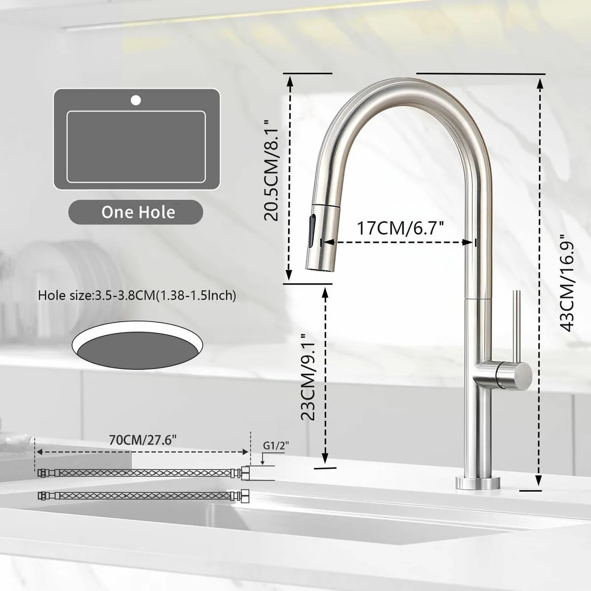 Kitchen Tap Mixer Taps Pull Out Sprayer Swivel Spo - Image 2