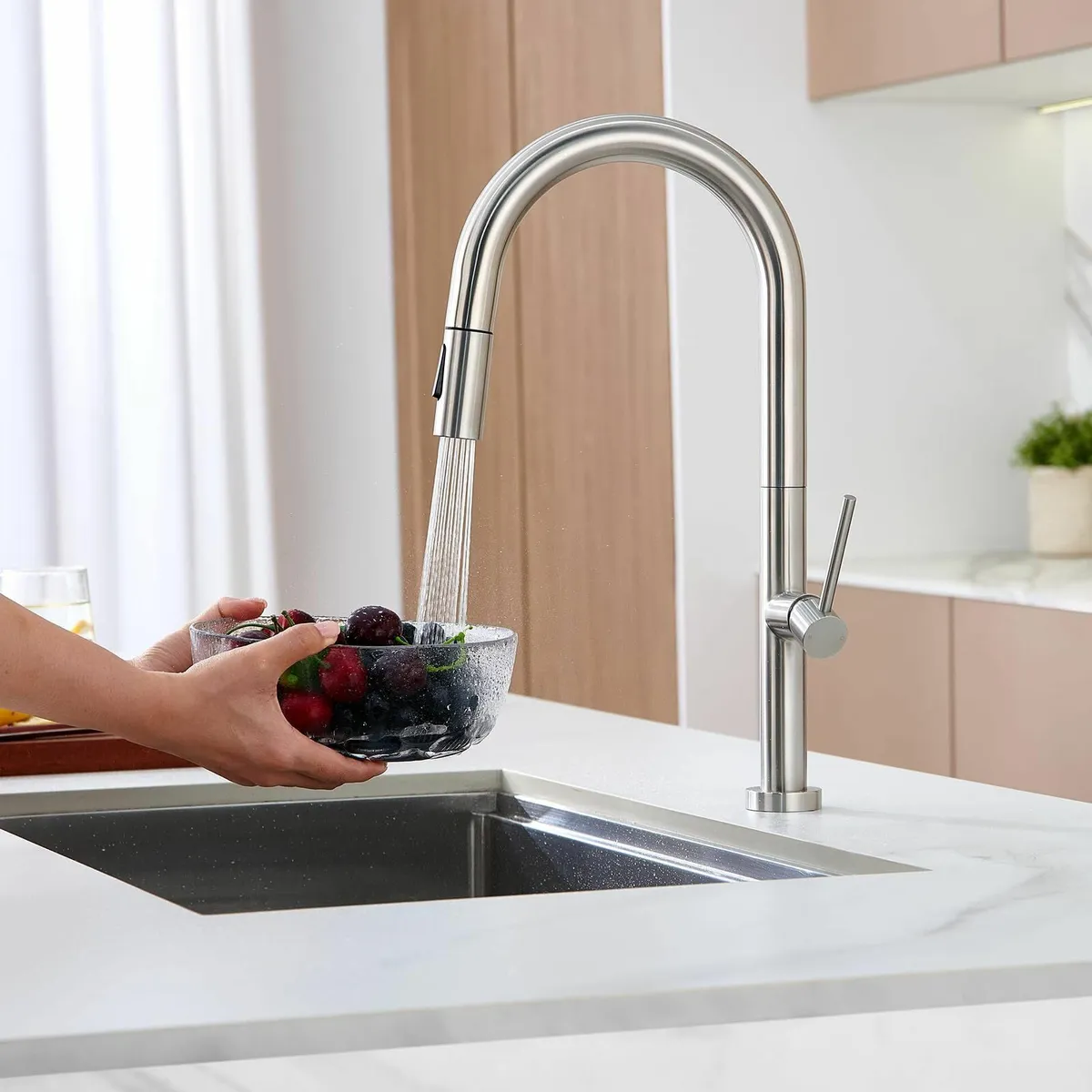 Kitchen Tap Mixer Taps Pull Out Sprayer Swivel Spo - Image 3