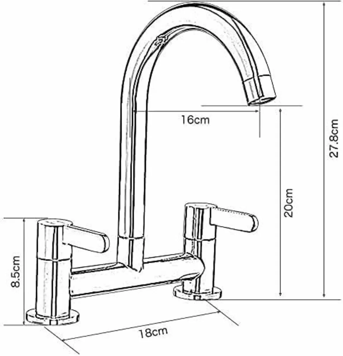 Kitchen Sink Mixer Taps 2 Hole Faucet 360° Swivel - Image 3