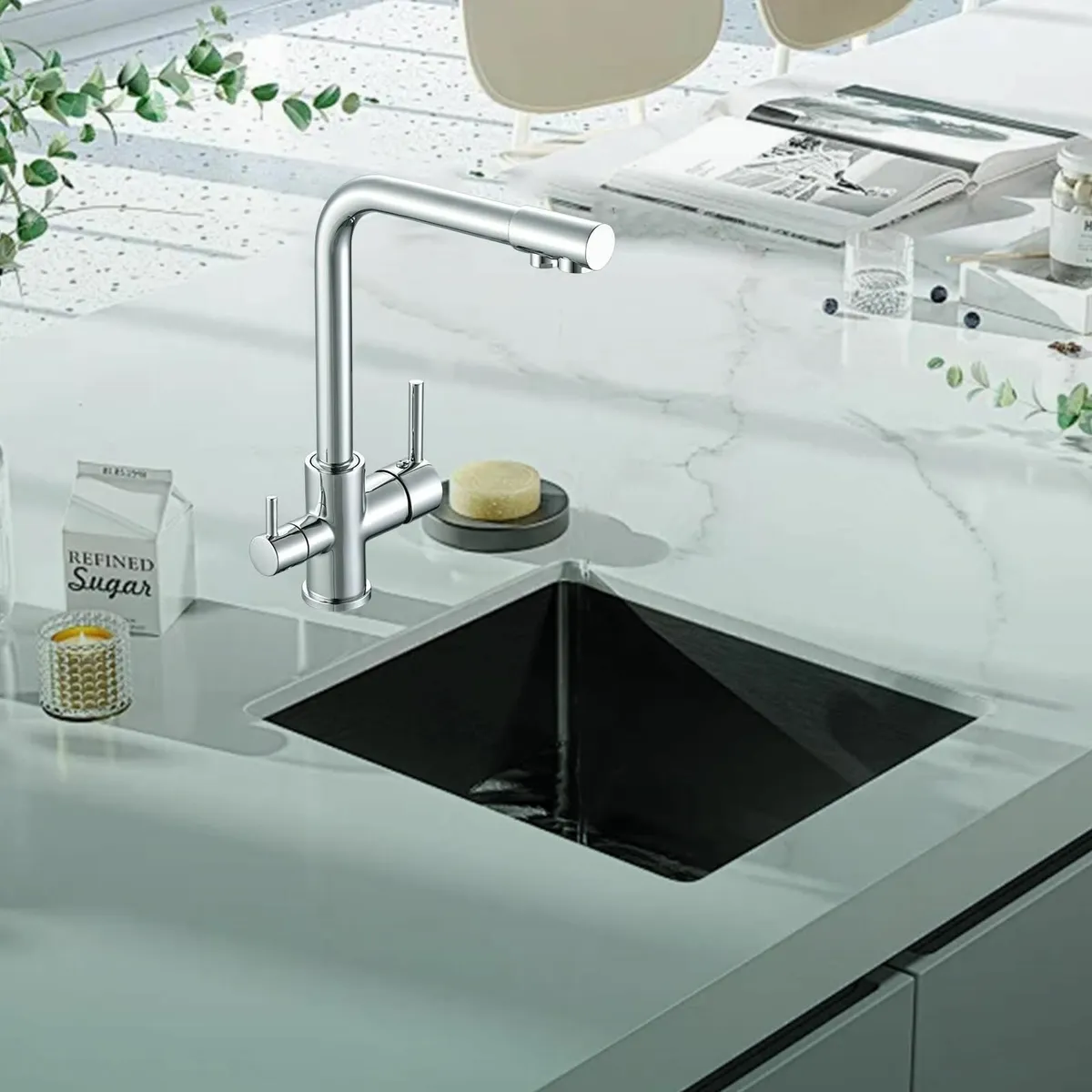 3 Way Kitchen Tap Chrome in 1 Water Filter for Sin - Image 2