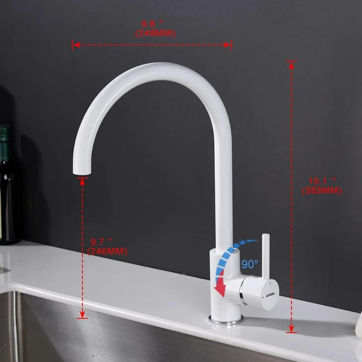GRIFERÍA DE COCINA-G400W Black Single Lever Kitche - Image 2