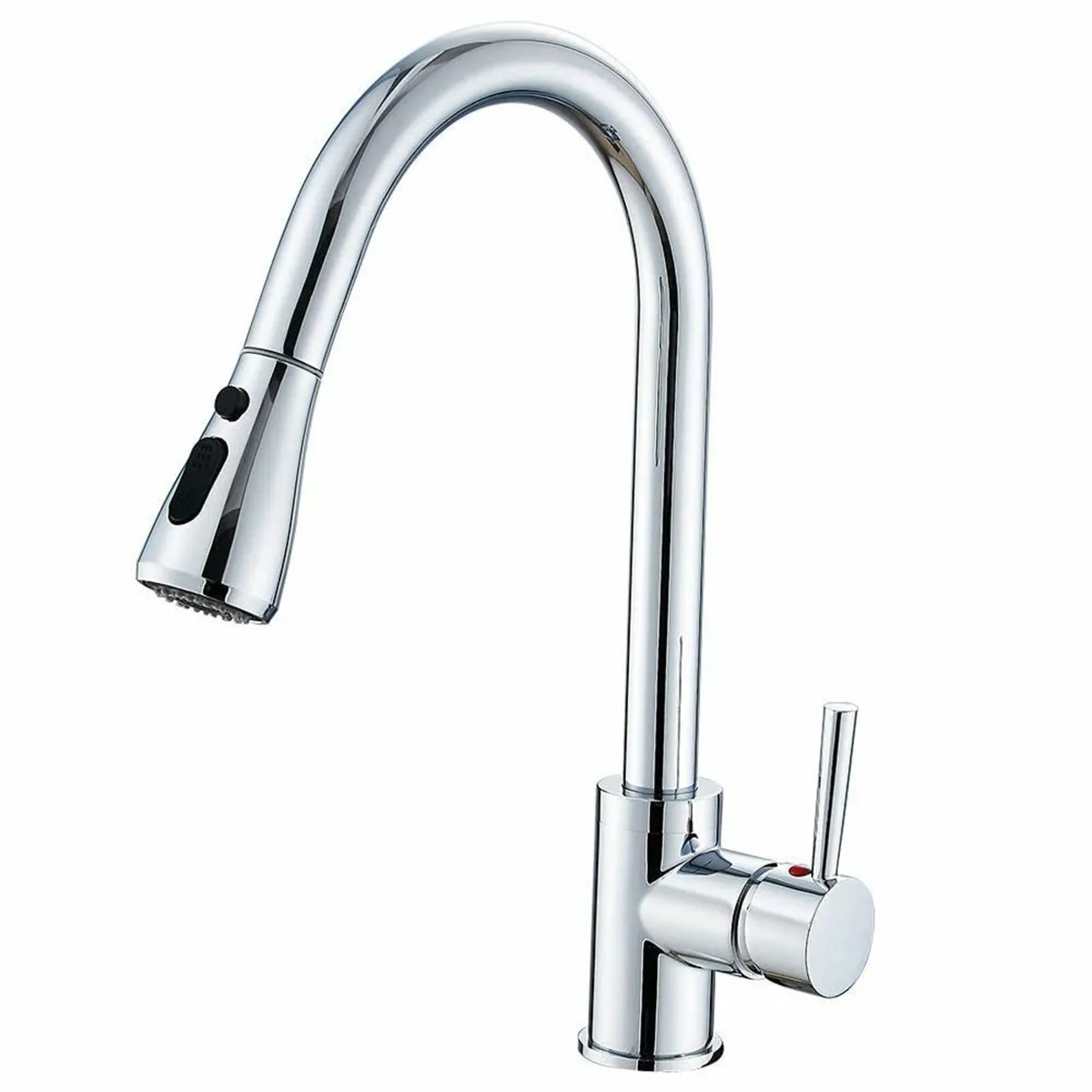 Chrome Kitchen Sink Mixer Tap Pull Down Sprayer Si - Image 1