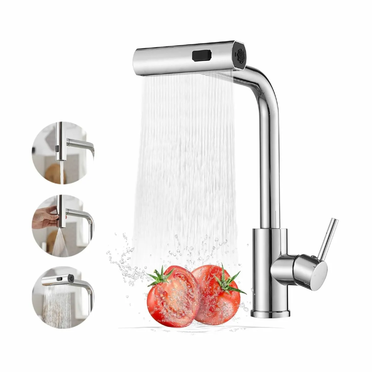 Waterfall Kitchen Taps Pull Out Spray Stainless St - Image 1