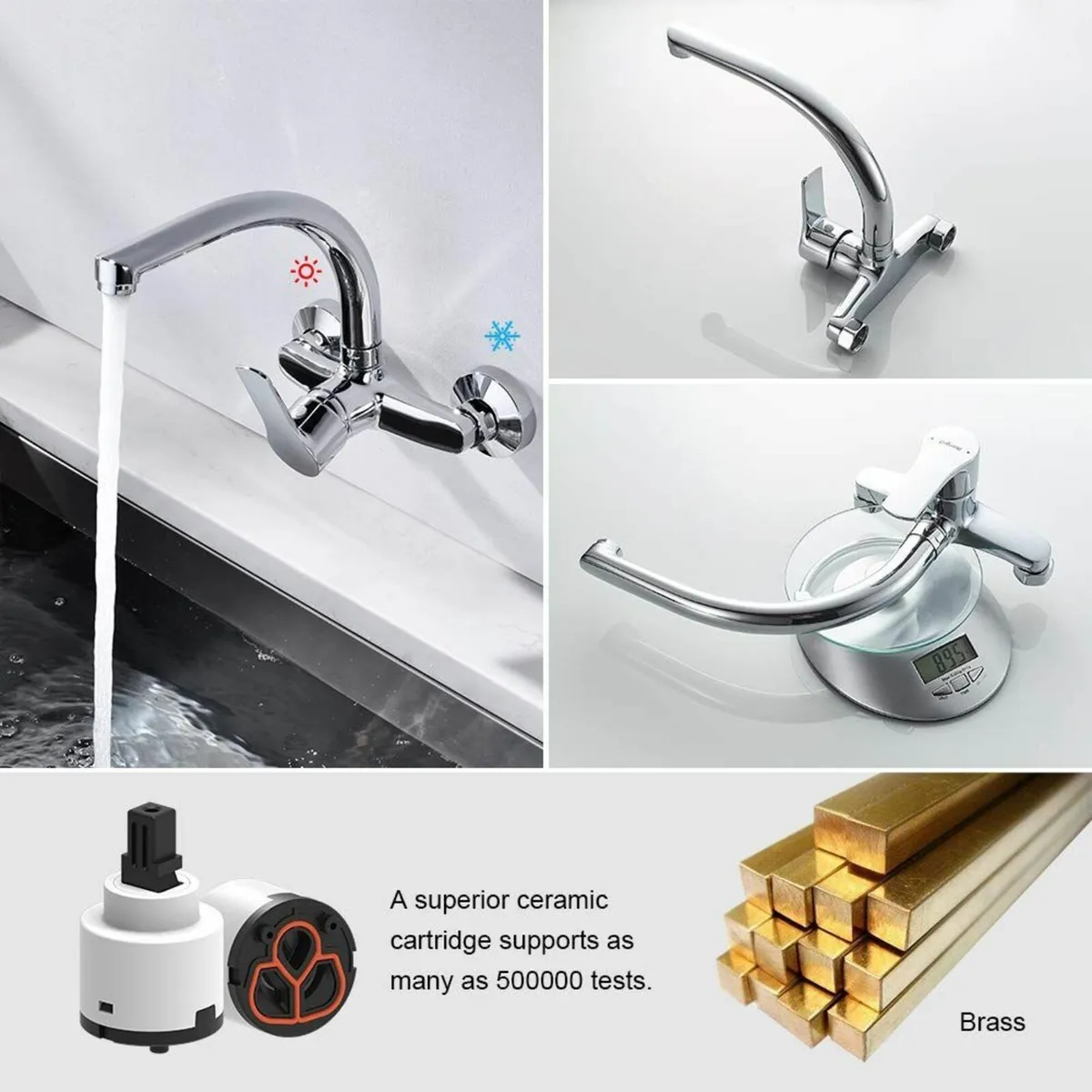 M16357 Wall Mounted Kitchen Tap Single Lever Mixer - Image 4
