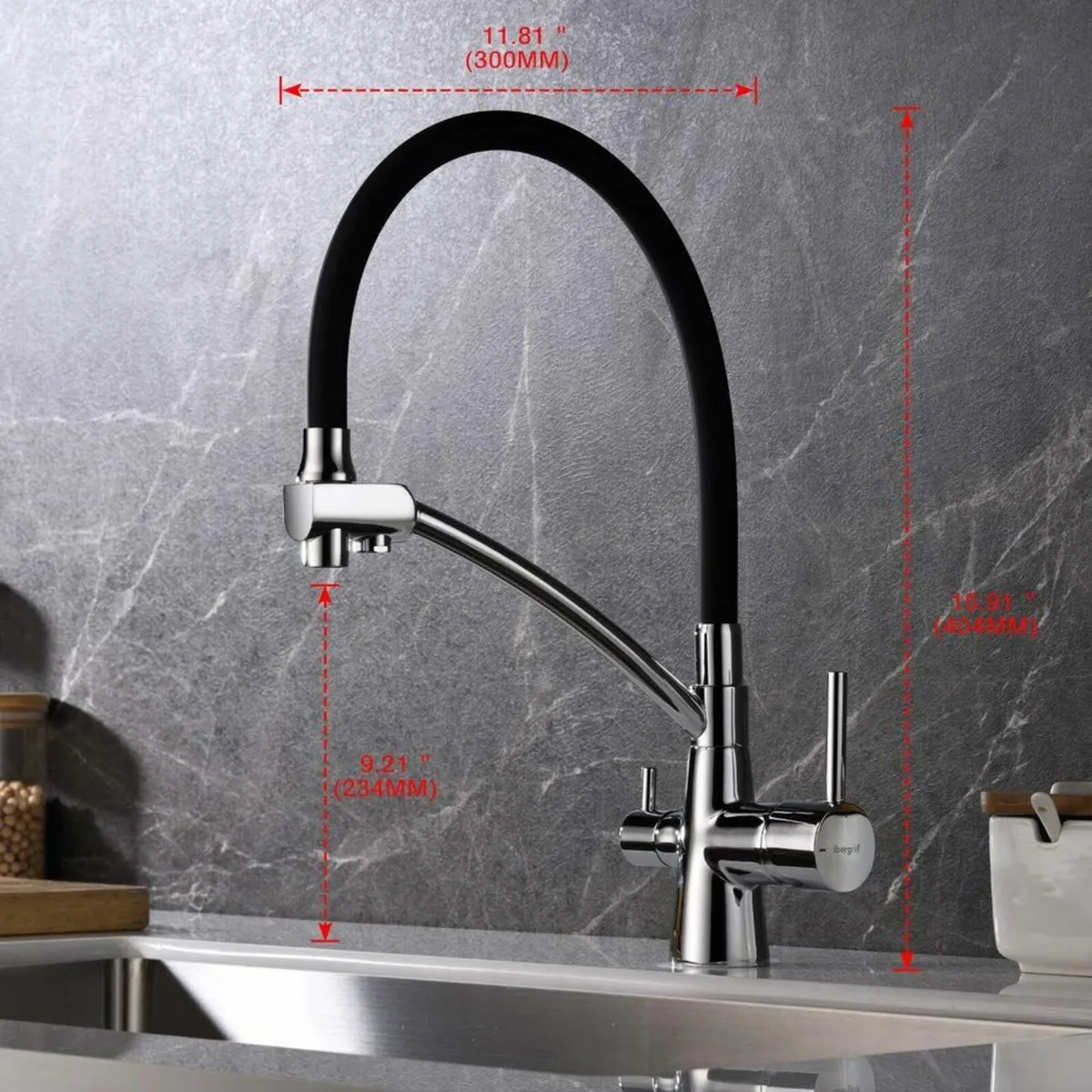 Black Kitchen Tap Flexible Spout 3 in 1 Sprayer fo - Image 2