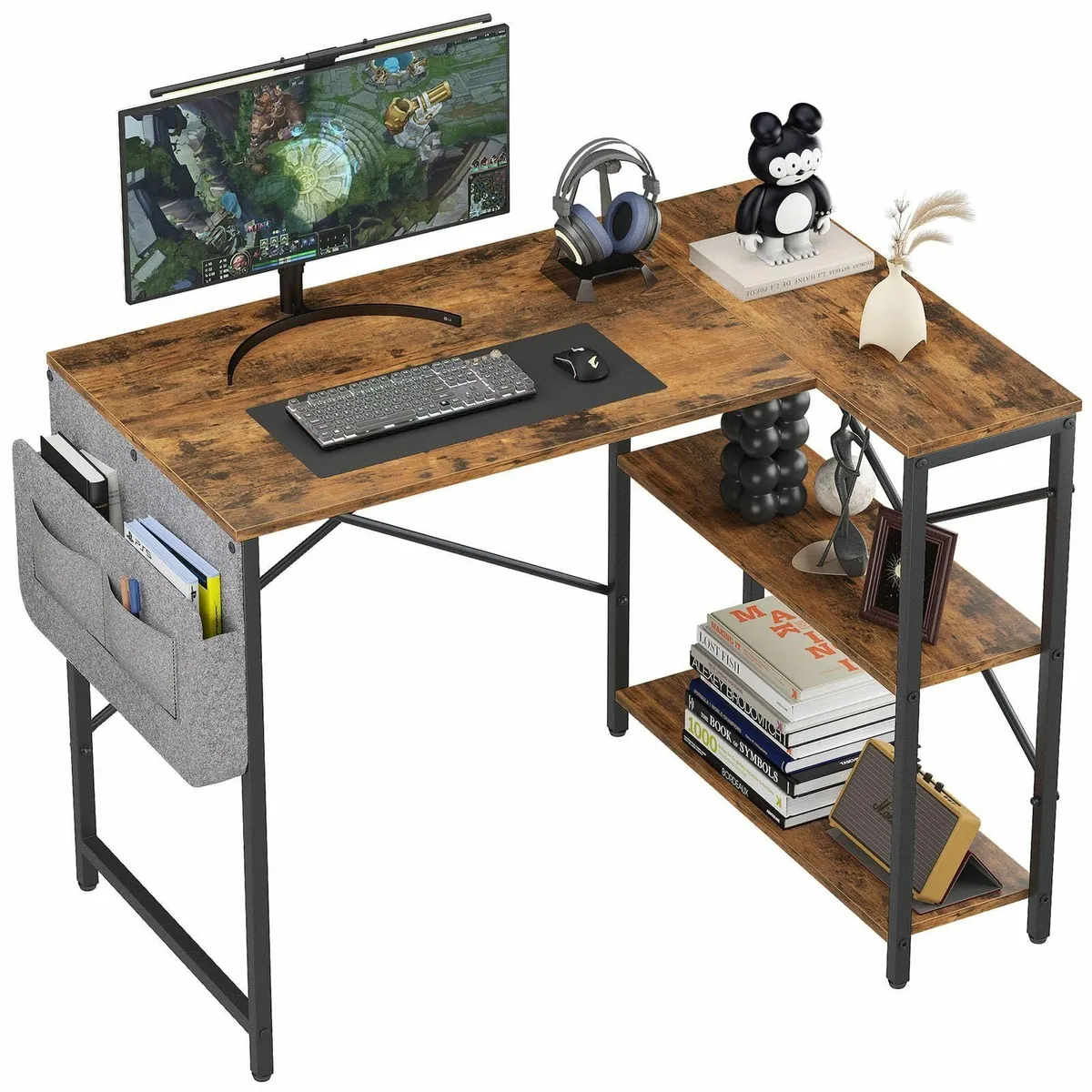 Computer Desk L Shaped Storage Bag Gaming Desks Wr - Image 1