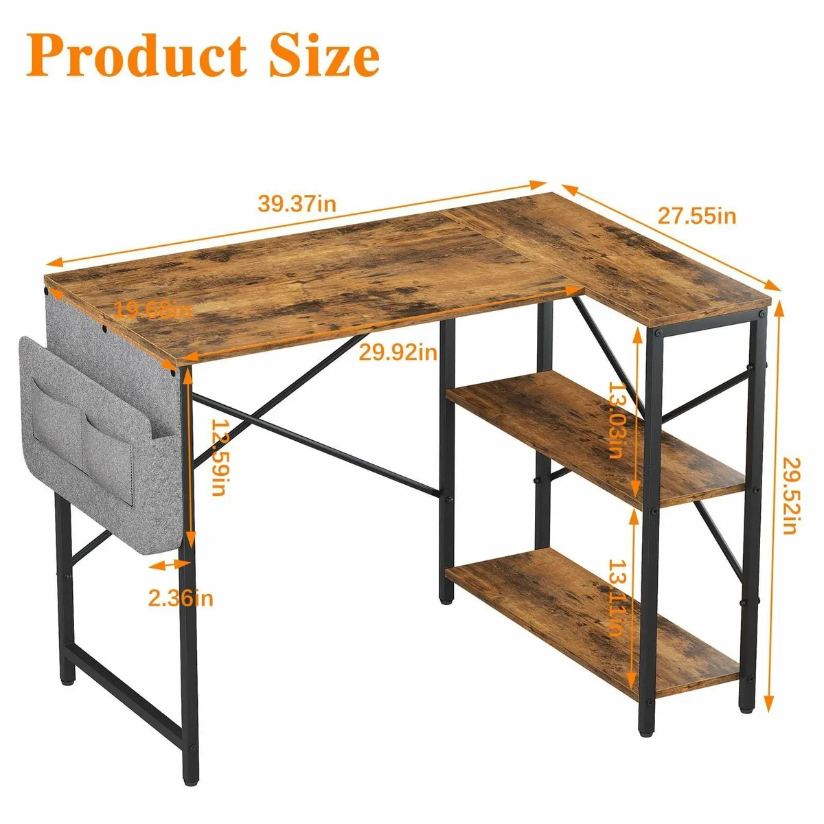 Computer Desk L Shaped Storage Bag Gaming Desks Wr - Image 3