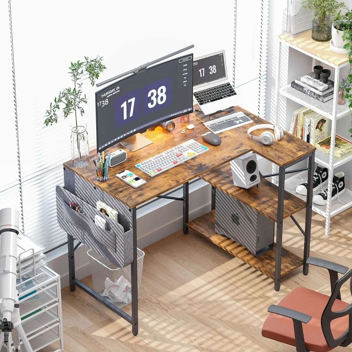 Computer Desk L Shaped Storage Bag Gaming Desks Wr - Image 4