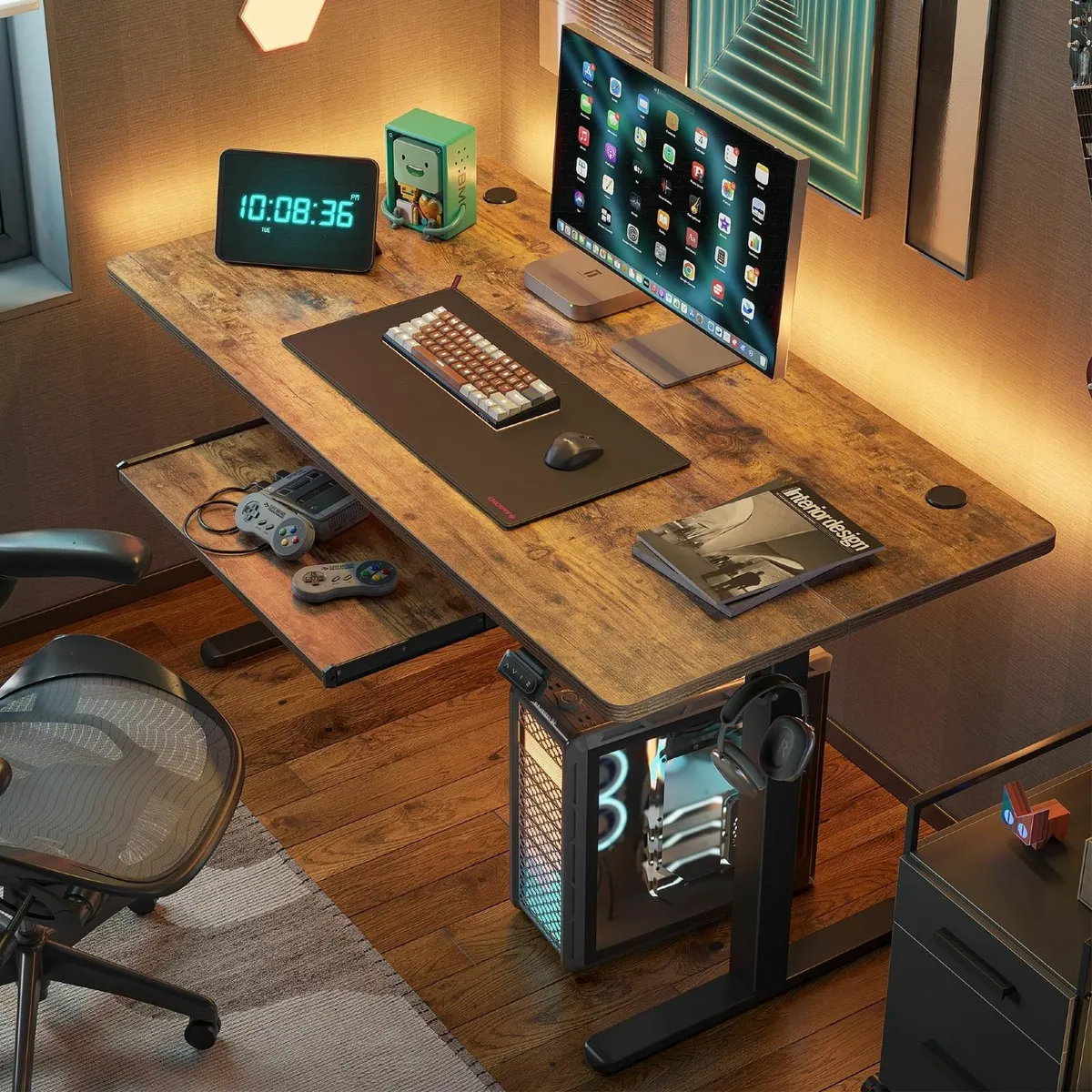 Height Adjustable Electric Standing Desk Keyboard - Image 2