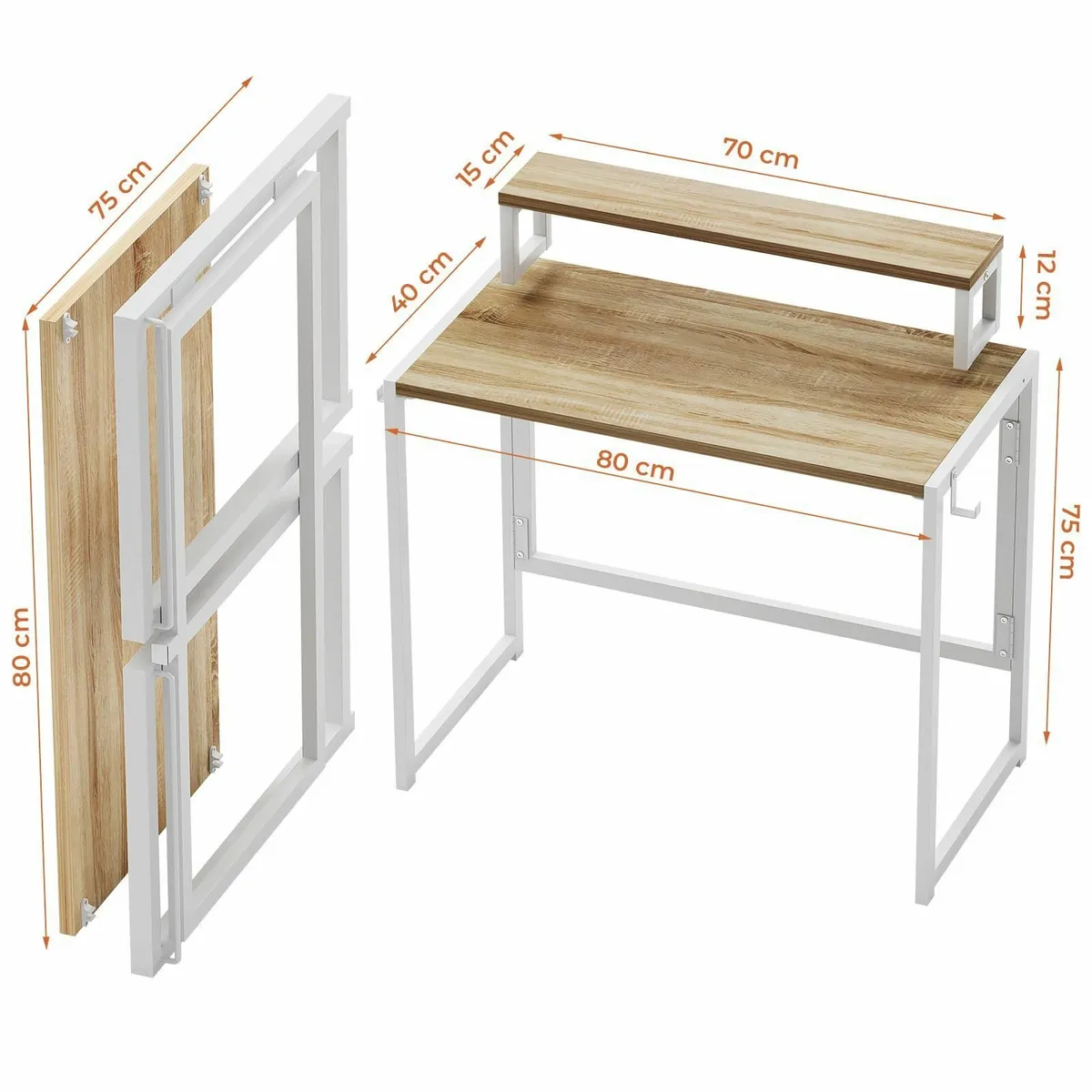 Small Folding Desk 80cm Foldable Computer Monitor - Image 3