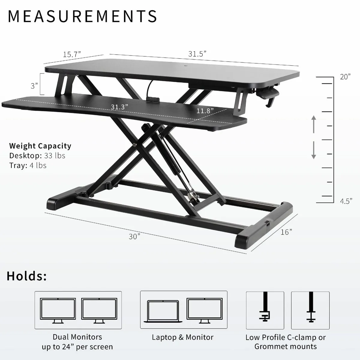 Standing 81 cm Desk Converter Height Adjustable Ri - Image 3