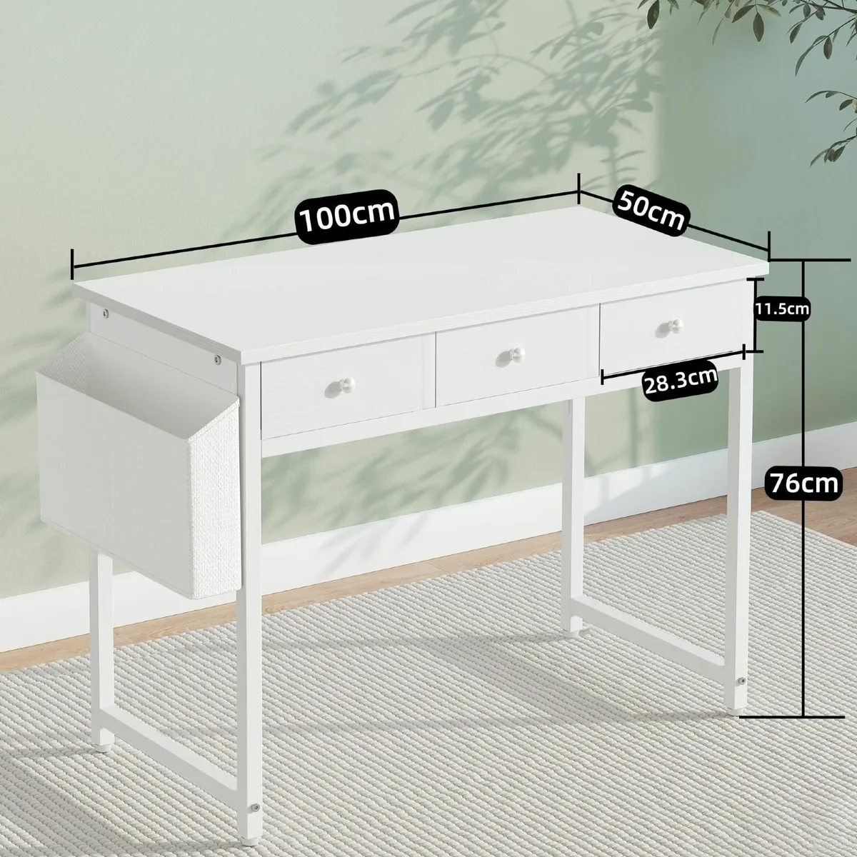 Small Desk Drawers 100cm Comuputer Fabric Storage - Image 3