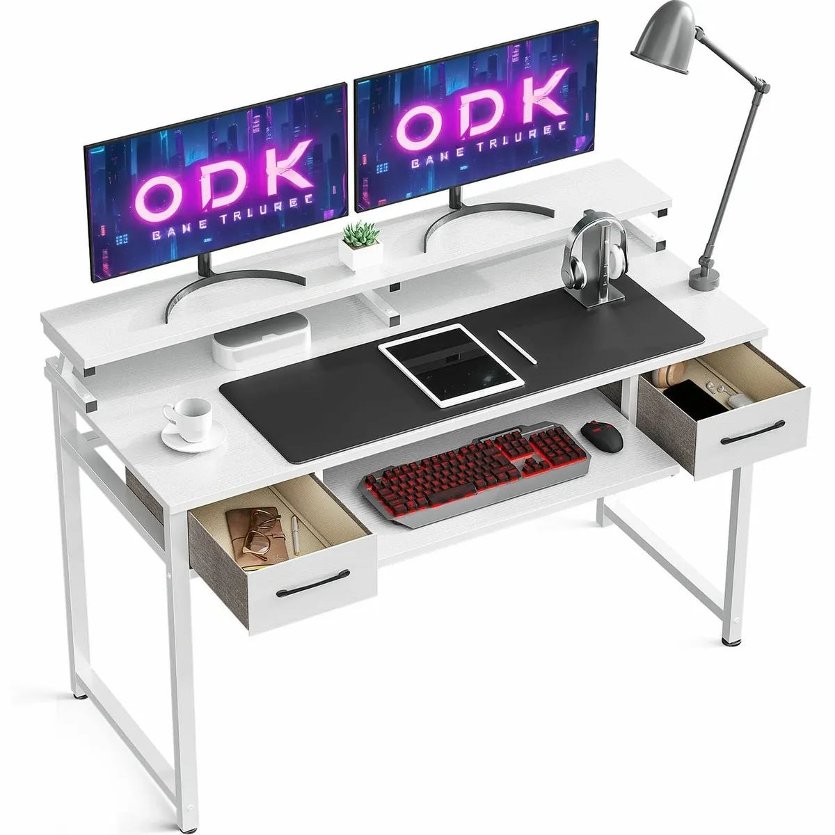 Computer Desk Drawers 120 x 48 cm Office Keyboard - Image 1