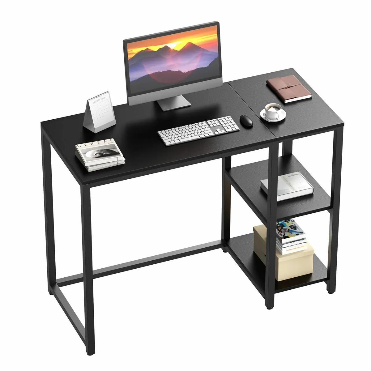 Computer Desk 2-Tier Shelves 100cm Sturdy Home Off - Image 1