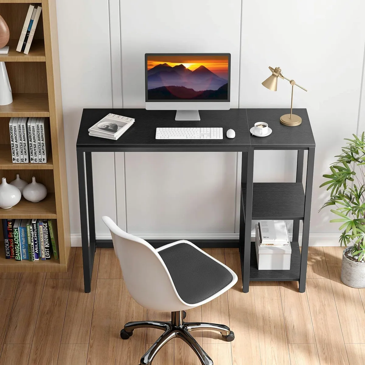 Computer Desk 2-Tier Shelves 100cm Sturdy Home Off - Image 2