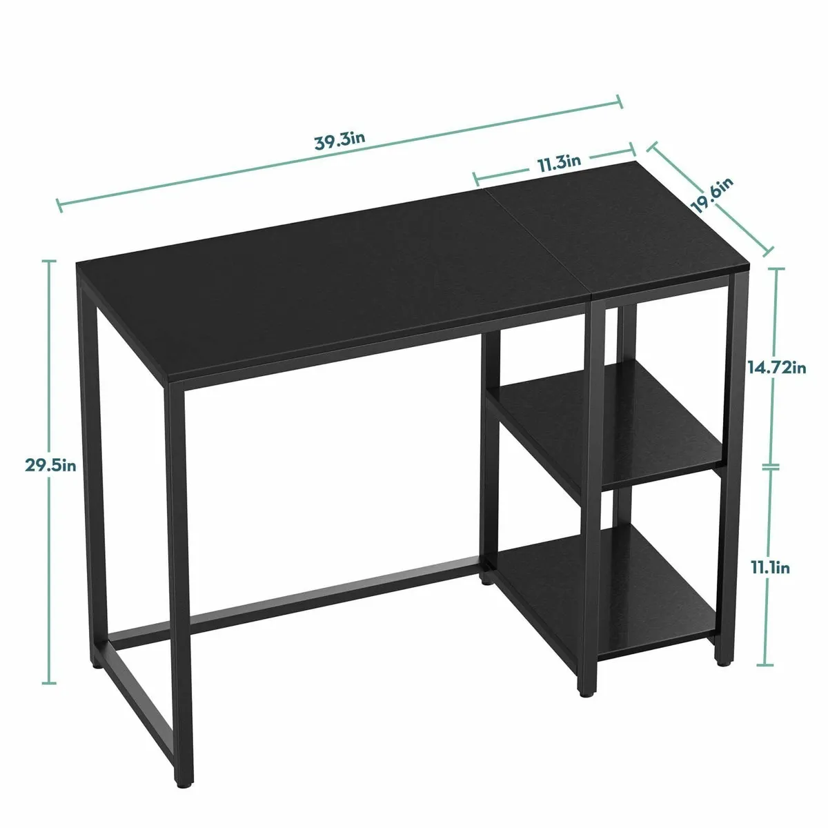 Computer Desk 2-Tier Shelves 100cm Sturdy Home Off - Image 3