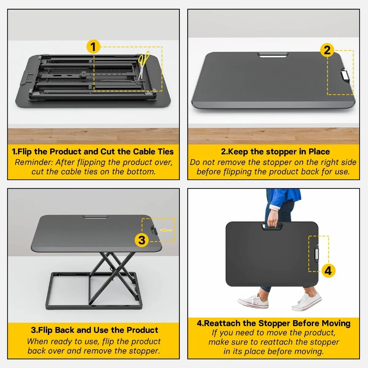 Standing Desk Converter 67x47cm Height Adjustable - Image 3