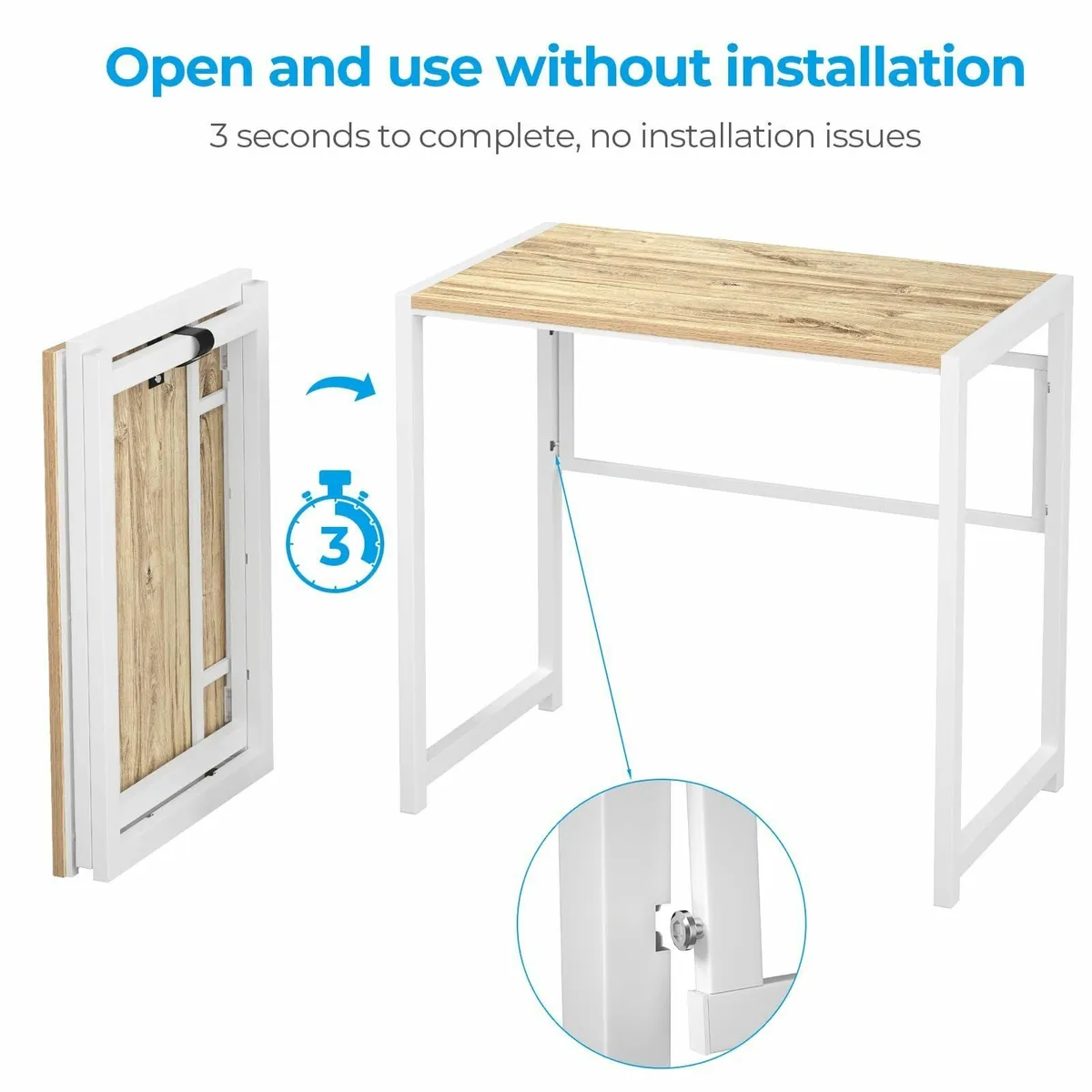 Small Foldable Desk No Assembly80 cm Computer for - Image 4