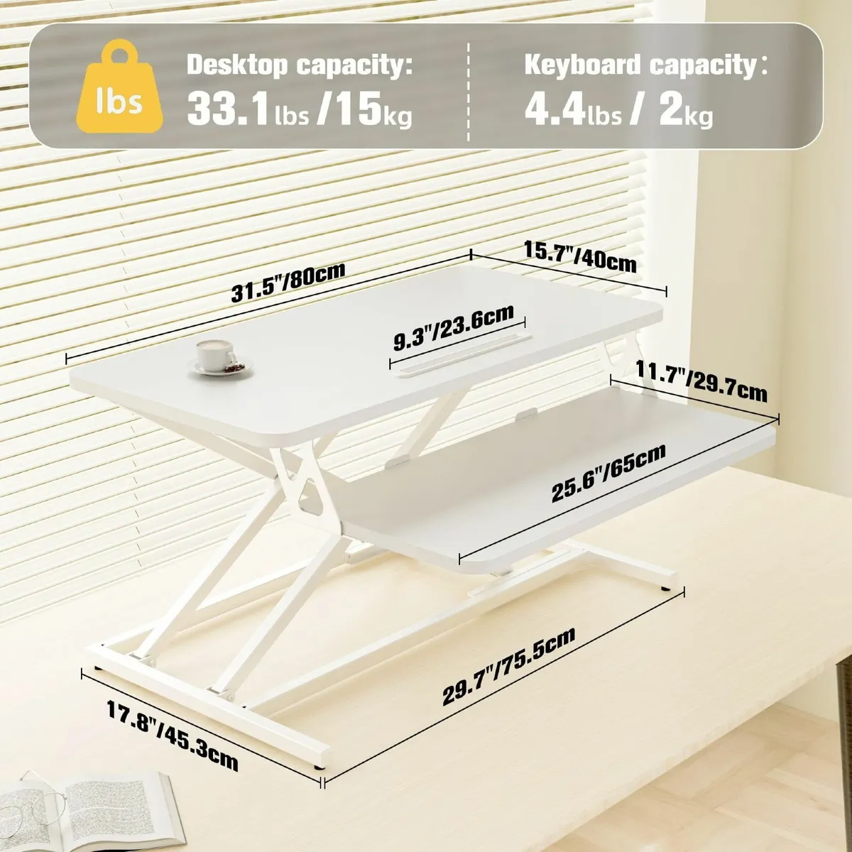 Height Adjustable Standing Desk Converter - 81cm ( - Image 3